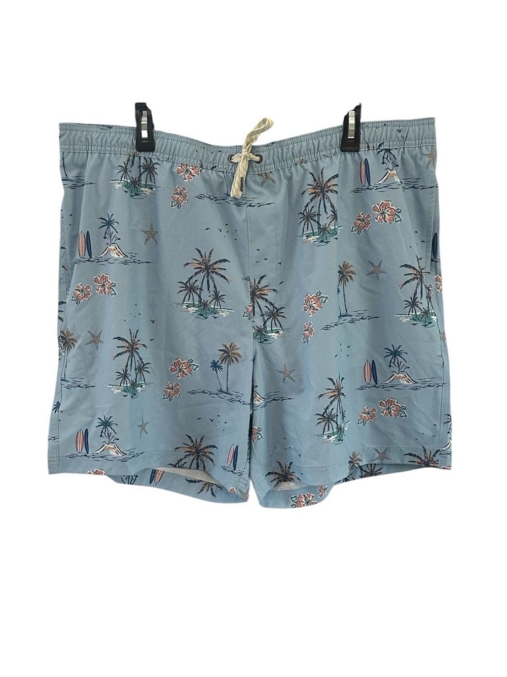 Sonoma Swim Trunks 7” Inseam NEW Light Blue Tropical Print XXL